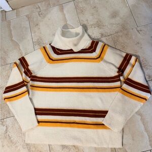 Joe Fresh White Turtleneck with Yellow & Red Stripes – Size L